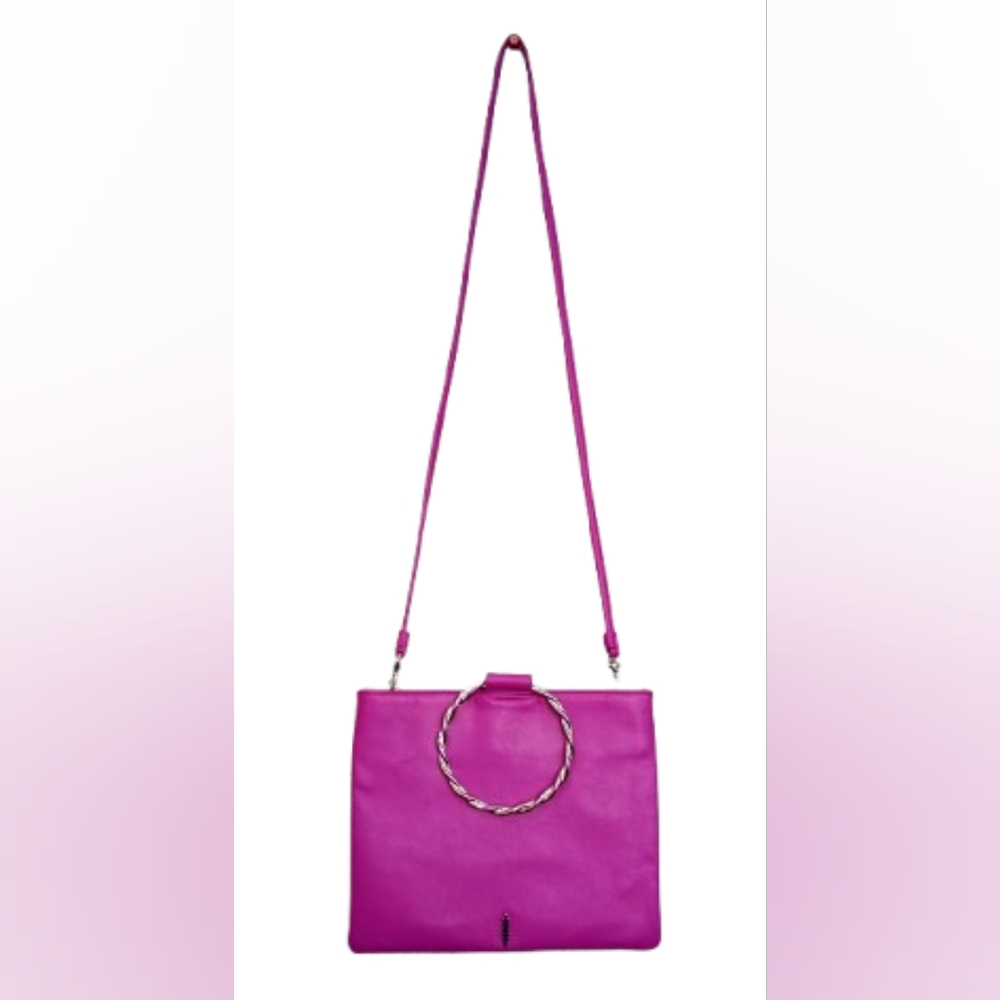 THACKER Le Pouch Barbie Pink Leather Crossbody Bag With Detachable Strap